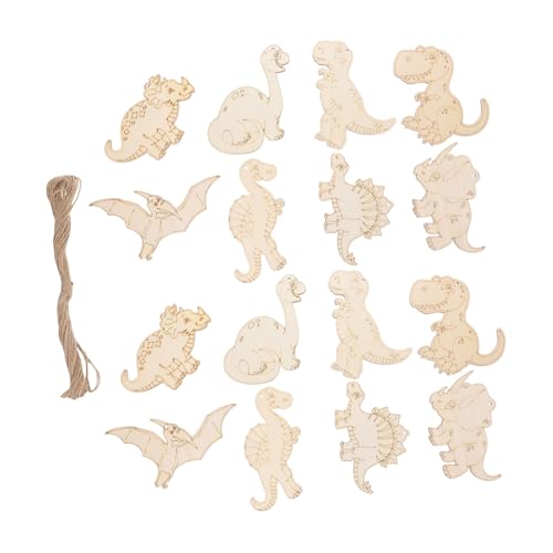 ERINGOGO 16 Stück Teiliges Holz Dino Bastelset Diy Holzschnitt für Unvollendete Anhänger zum Bemalen Holzfiguren für Kreative Bastelideen Dekoration und ERINGOGO 16 Stück Teiliges Holz Dino Bastelset Diy Holzschnitt für Unvollendete Anhänger zum Bemalen Holzfiguren für Kreative Bastelideen Dekoration und von ERINGOGO