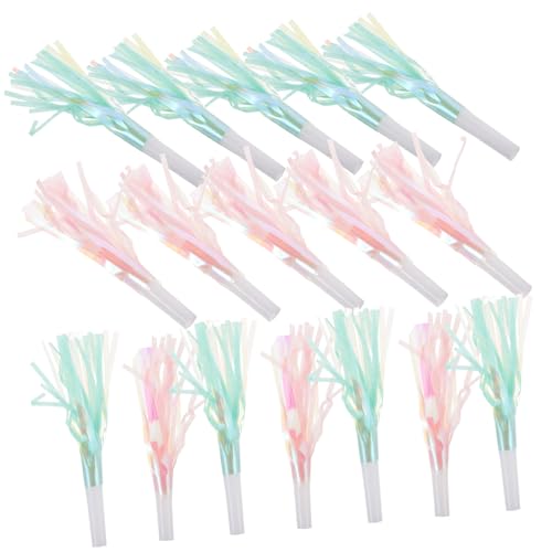 ERINGOGO 18 Stück Drachenbootprops Geburtstag Hörnergebläse Geburtstag Fransen Blowouts Partygebläse Blowouts Partyhörner pfeifen Partygeschenke Krachmacher für Papier Weiß von ERINGOGO