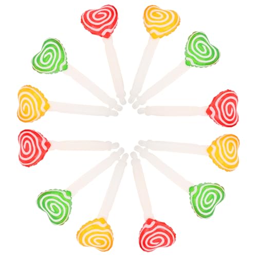 ERINGOGO 18 Stück Teiliges Candyland Partydekorationsset Transparente Herzförmige Aufblasbare Candy-ballons in Gelb Rot und Grün Leichte Geburtstagsfeier-deko für Drinnen und Draußen von ERINGOGO