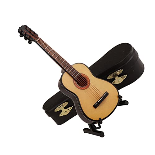 ERINGOGO 1satz Mini-gitarrenmodell Dekorative Miniatur Für Schreibtisch Für Musikliebhaber Langlebige Holzfigur Mit Ständer Und Koffer Deko-Accessoire Für Zuhause Oder Büro von ERINGOGO