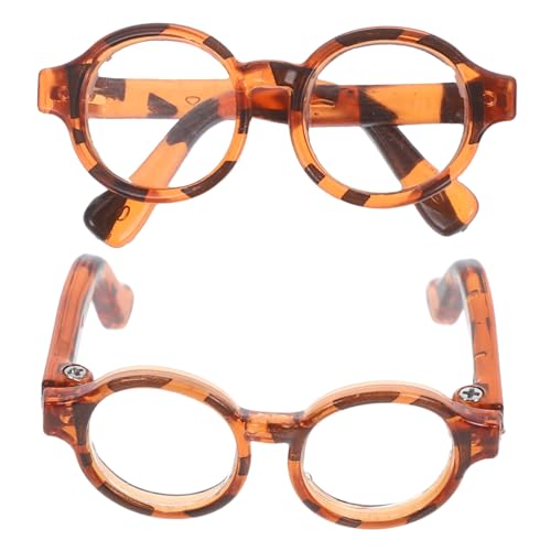 ERINGOGO 2 Paare Mini -Brillen -Puppenzubehör Kostümzubehör für Minipuppen Lesebrille für Puppen kleine Brille kleine Puppensonnenbrille Puppenbrillen dekorative Glasdekore Plastik Leopard von ERINGOGO