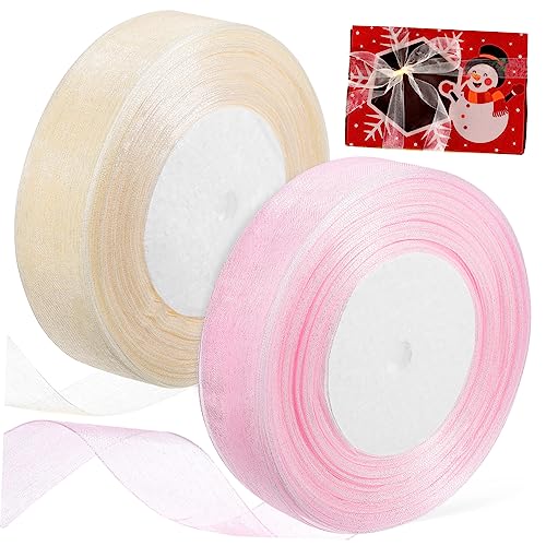 ERINGOGO 2 Rollen Transparente Schneeschleifenbänder Breit Weiche Geschenkband für Blumensträuße Geschenke Partydekoration Basteln Geschenkverpackung in Cremeweiß und Rosé ERINGOGO 2 Rollen Transparente Schneeschleifenbänder Breit Weiche Geschenkband für Blumensträuße Geschenke Partydekoration Basteln Geschenkverpackung in Cremeweiß und Rosé von ERINGOGO