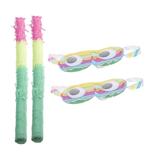 ERINGOGO 2 Sätze Pinata Teilig mit Augenbinde und Stock aus Papier für Kindergeburtstag Bunt Leicht und Robust Partyspiel für Mädchen und Jungen Kompakt und Tragbar von ERINGOGO
