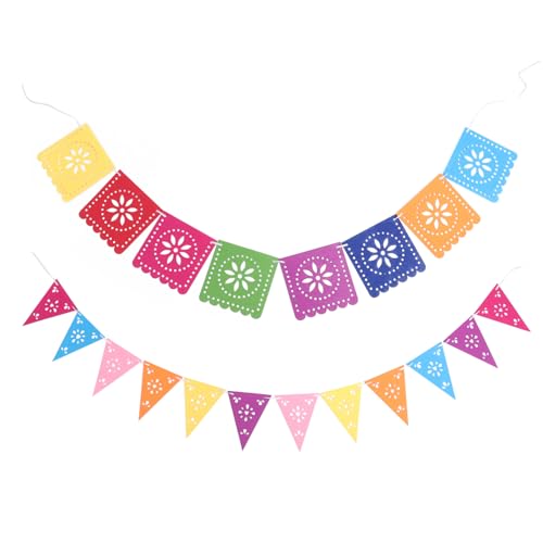 ERINGOGO 2 Sätze mexiko flagge ziehen Fiesta-Türbanner mexikanische Pinata-Party-Pull-Flagge Ornament hochzeitsdeko Ammer mit mexikanischem Thema Dekore im mexikanischen Stil Sommer Kranz von ERINGOGO