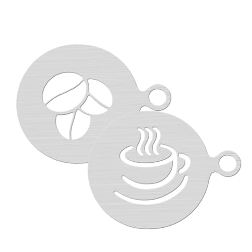 ERINGOGO 2 Stück Kaffee Latte Art Schablonen Teilig für Cappuccino Milch Schaumspray Wiederverwendbar Vielseitig für Torten und Kaffeekunst Aufbewahrungshilfe Leicht zu Reinigen von ERINGOGO