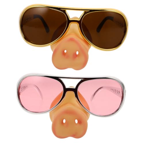 ERINGOGO 2 Stück Lustige Schweinenasen brille Partybrille in Gold und Leichte Robuste Cosplay accessoires für Fasching Karneval Geburtstagsfeiern und Fotorequisiten von ERINGOGO