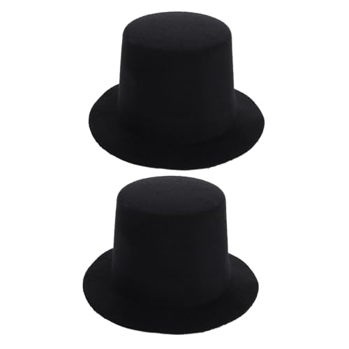 ERINGOGO 2 Stück Mini Puppenhüte DIY Handgefertigt aus Eva Stoff Material Miniatur Filzhüte für Puppen Bastelprojekte Formelle Hut Dekoration Schwarz von ERINGOGO