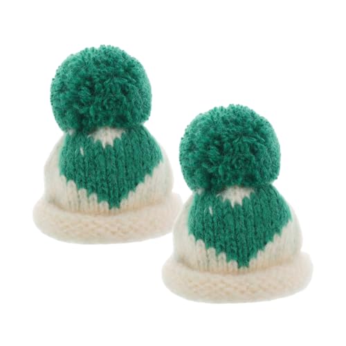 ERINGOGO 2 Stück Mini-Strickmütze Weihnachtsbaum schmuck mini strickmützen Strickmütze Mini Puppenhüte Mini-Weihnachtsmützen osterschmuck selber Machen kleine Bastelhüte Dekoration Stricken von ERINGOGO