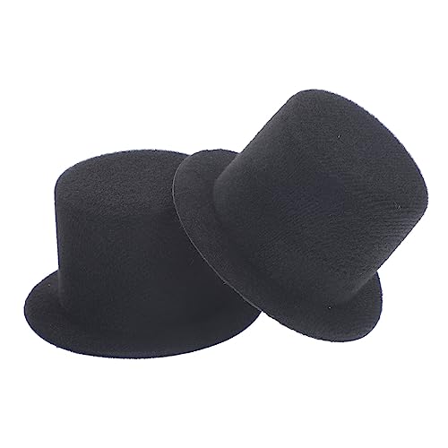 ERINGOGO 2 Stück Mini Top Hut Puppenhut Miniatur Puppenhüte dekorativer Oberteil Basteln für DIY Tops Hut Mini Zylinder basteln Mini-Hut Mini-Zylinder Stoff Black von ERINGOGO