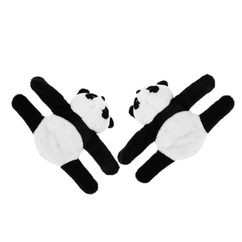 ERINGOGO 2 Stück Panda Plüsch Slap Armband Kuscheltier Handgelenk Band für Kindergeburtstage Party und Weiche Süße und Praktische Tier Hugger Armbänder von ERINGOGO