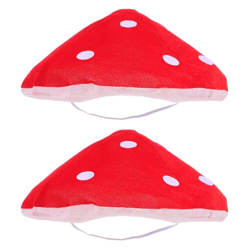 ERINGOGO 2 Stück Pilzhüte Rote Lustige Partyhüte für Jungen Mädchen Cosplay Bühnenauftritte Fotorequisiten Dekor von ERINGOGO