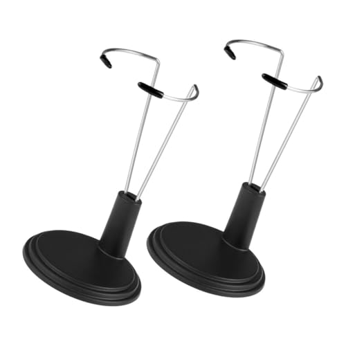 ERINGOGO 2 Stück Teiliges Puppenständer Schwarz Stabile PVC und Edelstahl Doll Figure Stand Vielseitiger Halter für Puppen Figuren und Modelle zur Sicheren Präsentation Tisch oder Regal von ERINGOGO