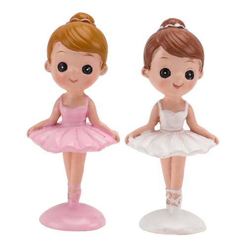 ERINGOGO 2 Stücke Teiliges Resin Ballettmädchen Dekofiguren Stabile Geburtstags Tortendeko Desktop Schmuck Sichere Materialqualität für Party und Wohnkultur von ERINGOGO