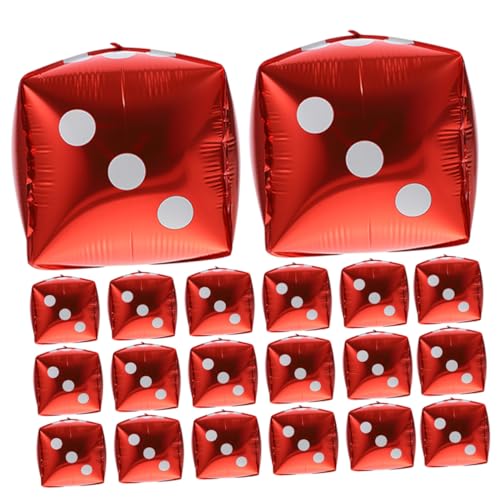 ERINGOGO 20 Stück 20 teilig Würfel Folienballon Rote Aluminiumfolie Party Deko Würfelförmige Luftballons für Fotohintergründe Kinderfreundliche Party Dekoration Einfach zu Befüllen von ERINGOGO