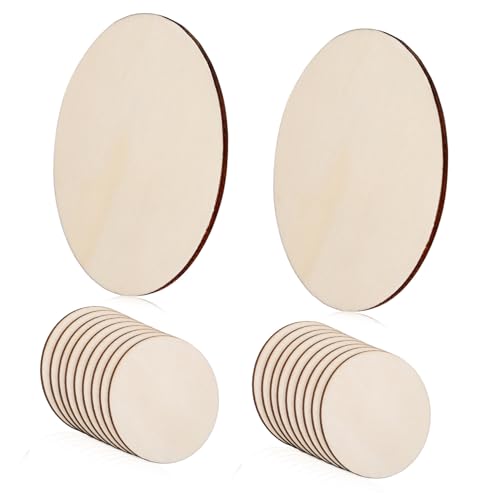 ERINGOGO 20 Stück DIY Holzspäne Rund Zum Basteln Heimdekoration Scheiben Holzscheite Kreise Platten Dekorationen Holzausschnitte Zum Basteln Holzuntersetzer Holzscheiben von ERINGOGO