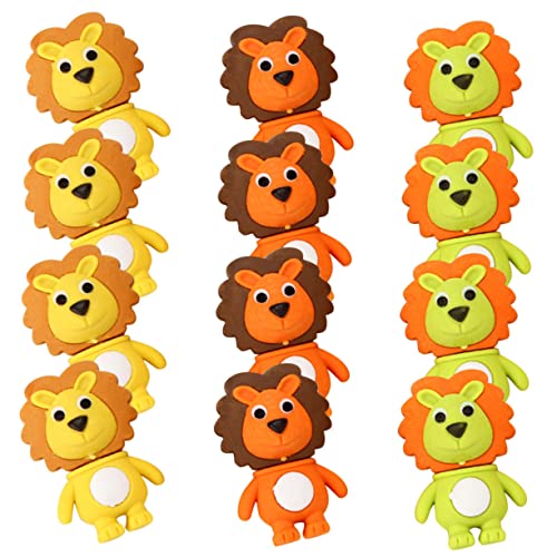 ERINGOGO 20 Stück Kleiner Radiergummi Zeichnung geformt Mini tragbare Radiergummis für Schreibwaren Cartoon-Löwen-Radiergummis Radiergummi Tiere Plastik Zufällige Farbe von ERINGOGO