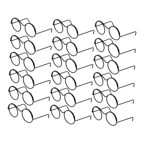 ERINGOGO 20 Stück Mini-Brille Miniatur Puppe Maskerade Party -Foto -Requisiten Weihnachtsfoto -Requisiten Weihnachtszubehör Fotokabine Requisiten Glas Winzige Brille Schwarz Metall von ERINGOGO