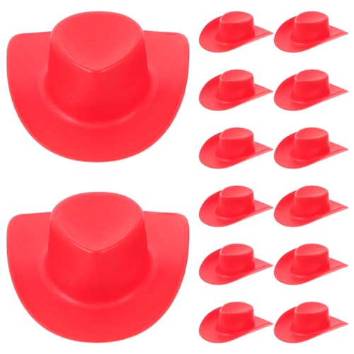 ERINGOGO 20 Stück Mini Cowgirl Hüte Teiliges aus Dekorative Puppenhüte für DIY Projekte Party Accessoires für Fotografie und Basteln Rote Mini Hüte für Puppen und Deko von ERINGOGO