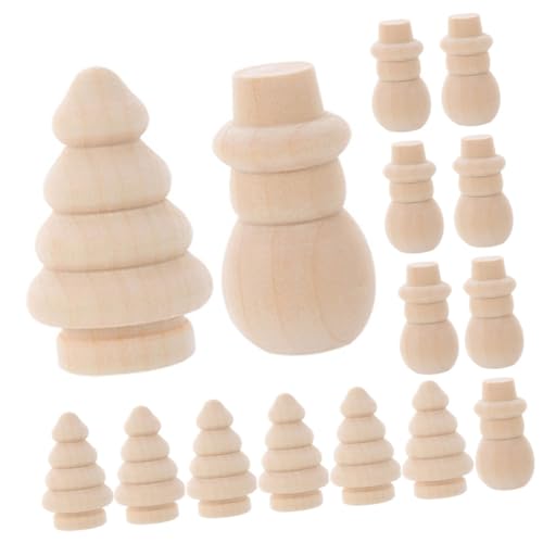ERINGOGO 20 Stück Teiliges DIY Holz-schneemann Weihnachtsbaum- Glatte Oberfläche Kindgerecht Leichte Holzfiguren für Kreative Weihnachtsdeko und Bastelvergnügen für Tisch Raumdekoration von ERINGOGO
