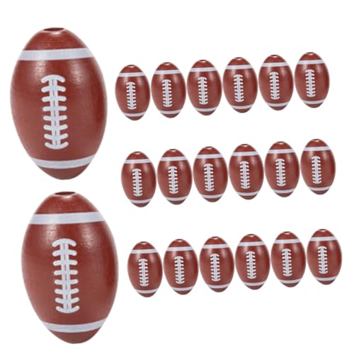 ERINGOGO 20 Stück Teiliges Holzperlen Rugby Form Naturbelassene Sport Charms für DIY Schmuckherstellung Kleine Abstandsperlen für Armbänder Halsketten Schlüsselanhänger und Bastelprojekte von ERINGOGO