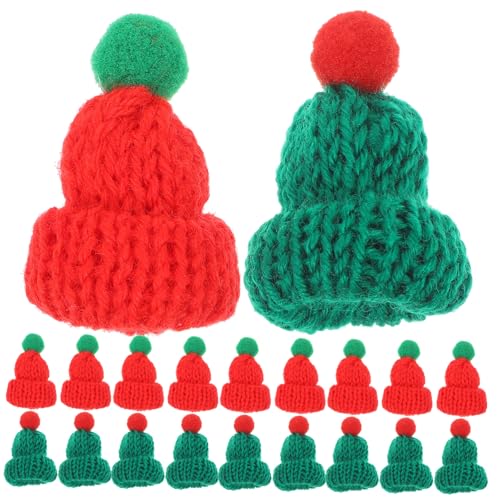 ERINGOGO 20 Stück Teiliges Miniatur Gestrickte Weihnachtsmützen in Rot und Grün Handliche Kleine Weihnachtsdekoration für DIY Bastelprojekte Flaschen und Handyzubehör für Festliche von ERINGOGO