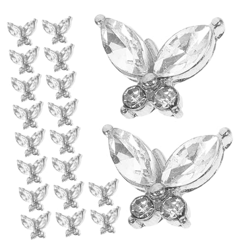 ERINGOGO 20 Stück Teiliges Nail Art Charms Schmetterling Nail Gems aus Langlebigem Legierungs Strassmaterial Glitzernde Maniküre dekoration für Frauen Mädchen Geeignet für DIY und von ERINGOGO