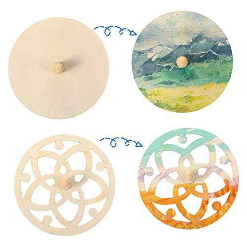 ERINGOGO 20 Stücke Selbstgemacht Holz Gyroskope für Kinder Unbehandelte Malset Hohlkreisel Kreatives Bastelspielzeug für Outdoor Aktivitäten und Hand Augen Koordination von ERINGOGO