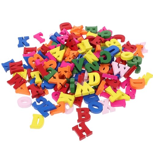 ERINGOGO 200 Stück Buchstabenverzierungen Buchstaben des Alphabets Leere Buchstaben Groß Handwerk Basteln Ornament Bunt Schmücken Klein Bastelbriefe Stehen Für Hölzern von ERINGOGO