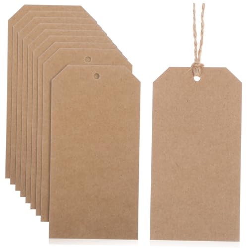 ERINGOGO 200 Stück Versandanhänger aus Kraftpapier mit Juteschnur Blanko Etiketten zum Beschriften Vielseitige DIY Anhänger für Kleidung Lager und Einzelhandel von ERINGOGO