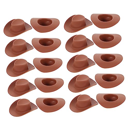 ERINGOGO 20Stücke Cowboy Hüte Aus Plastik Braune Puppenhüte Für Kostümaccessoires Bastelprojekte Und Dekorationen Für Partys Und Rollenspiele von ERINGOGO