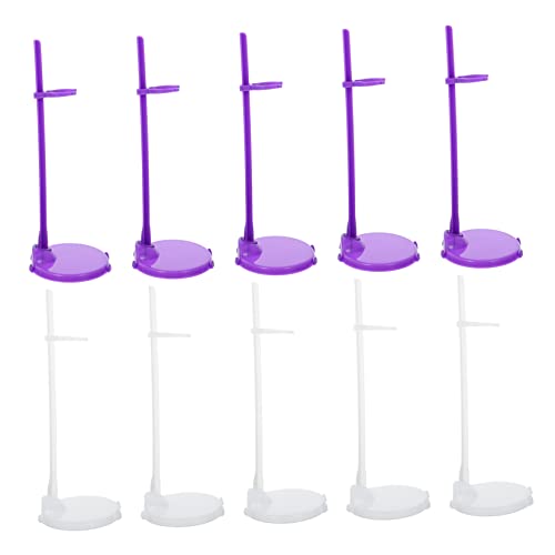 ERINGOGO 20Stücke Puppenständer aus Kunststoff Verstellbarer Puppenhalter mit Clip Unterstützung für Puppen Transparente und Lilafarbene Halterungen von ERINGOGO