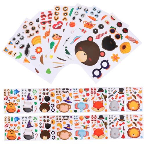 ERINGOGO 24 Blatt DIY Belohnungsaufkleber Teilige Selbstklebende Tierpuzzle Sticker Feste Haftung Ablösbar Niedliche Cartoon Motive für Schule und Basteln von ERINGOGO