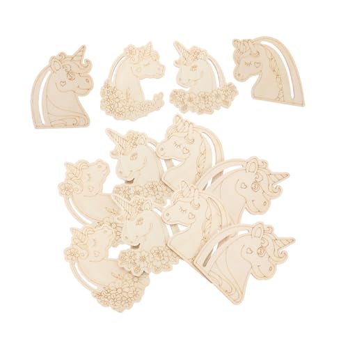 ERINGOGO 24 Stück Lackierte Holzspäne Leer Einhorn Graffiti Handwerk Unfertiges Holz Unfertige Holzspäne Diy -holzscheiben Holzanhänger Selber Machen 3 Mm Pappelbrett von ERINGOGO