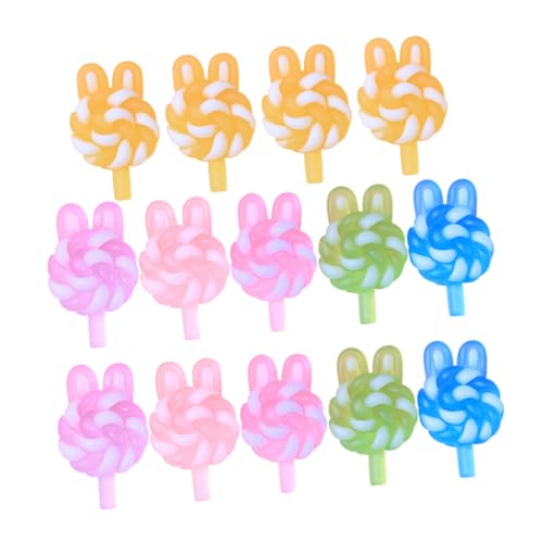 ERINGOGO 24 Stück Luminous Kaninchenohr Lollipop Modell Mini DIY -Schmuckzubehör Mikrospielzeug Cartoon-Essen-Anhänger süße Süßigkeitenanhänger Figuren Süßigkeitendekorationen Harz von ERINGOGO