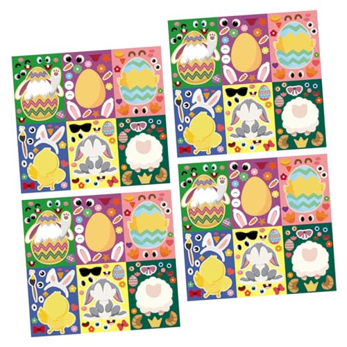 ERINGOGO 24blätter Mädchen Ostern Puzzle Sticker Lustige Cartoon Aufkleber Für Partys Dekorationen Und Kreative Aktivitäten Für Mädchen Für Ostereiersuche Und Festlichkeiten von ERINGOGO