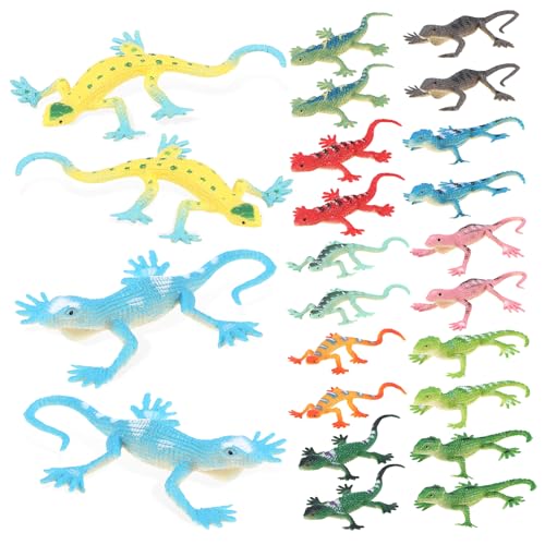 ERINGOGO 24stücke Pcs Klebrige Echsen Spielzeug Stretchy Lizard Figuren Für Junge Mädchen Mitgebsel Für Partytüten Und Spiele Realistische PVC Modelle von ERINGOGO
