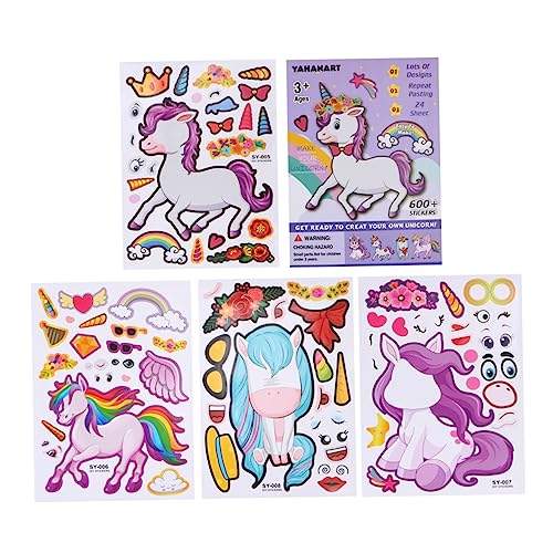 ERINGOGO 25blätter Einhorn-Themen Aufkleber Kreative Bastelprojekte Für Junge Mädchen Mix-and- Sticker Für Partys Abdeckung Designs Je Pro Design Für Kreative Spielmöglichkeiten von ERINGOGO