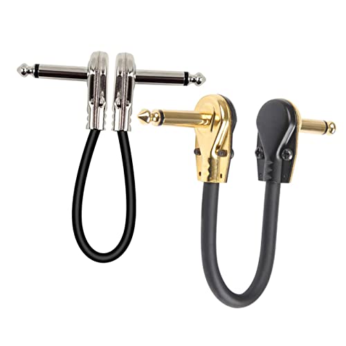 ERINGOGO 2Stücke Professionelles Gitarren Effektkabel Silberne und Goldene Flache Stecker für Elektrische Gitarren Hochwertiges Audiokabel für Effektgeräte von ERINGOGO