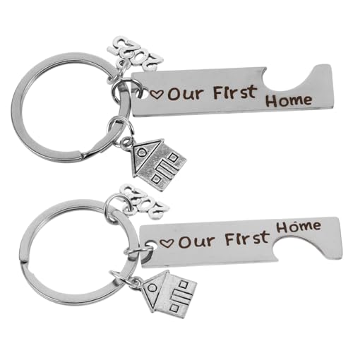 ERINGOGO 2Stücke Schlüsselanhänger Unser Erstes Zuhause Aus Stilvolles Einweihungsgeschenk Für Neue Hausbesitzer Bedeutungsvolles Accessoire Für Umzugsgeschenk von ERINGOGO