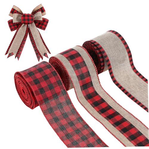 ERINGOGO 3 Rollen Kariertes Juteband Breit Yards pro Robustes Sackleinen Geschenkband mit Drahtkante Vielseitig für Schleifen Verpackungen und Weihnachtsdekorationen ERINGOGO 3 Rollen Kariertes Juteband Breit Yards pro Robustes Sackleinen Geschenkband mit Drahtkante Vielseitig für Schleifen Verpackungen und Weihnachtsdekorationen von ERINGOGO