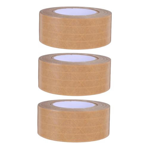 ERINGOGO 3 Stück Geripptes Kraftpapierband Verpackungsklebeband Aus Papier Packband Aus Kraft Wasseraktiviertes Klebeband Manipulationssicheres Klebeband Packband Aus Papier Khaki von ERINGOGO