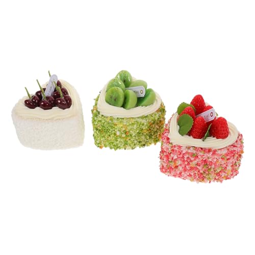 ERINGOGO 3 Stück Kuchen-Modell Kuchen Modell Herz Kuchen Künstliche Desserts Kunstvoller Kuchen Party Deko Kuchen dekorierter gefälschter Kuchen Gefälschte Desserts Faux Food Hartschaum von ERINGOGO