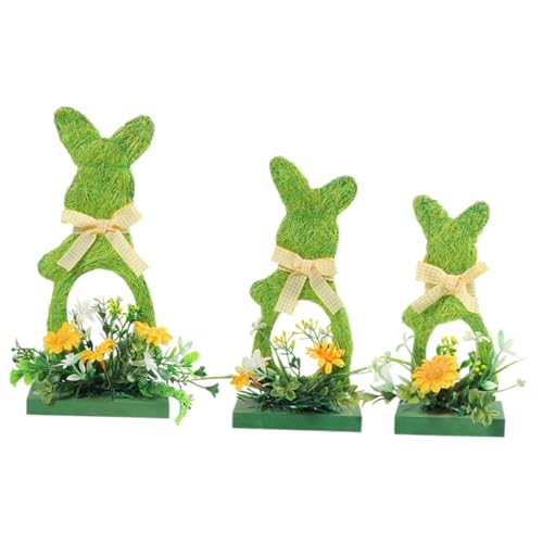 ERINGOGO 3 Stück Osterei-Hasen-Verzierung Kaninchen Tierdekoration Innendekoration Wohnkultur drinnen Ostern hausdekorationen Hasenschmuck aus Holz Ostern Holzdekor Plastik von ERINGOGO