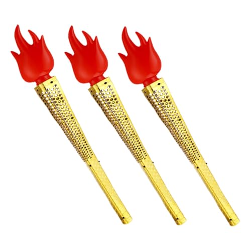 ERINGOGO 3 Stück Simulierte Fackel Feuer Stirnband Flamme Fackel Cosplay-taschenlampenspielzeug -taschenlampe Wettkampf-taschenlampenspielzeug Abs Golden von ERINGOGO