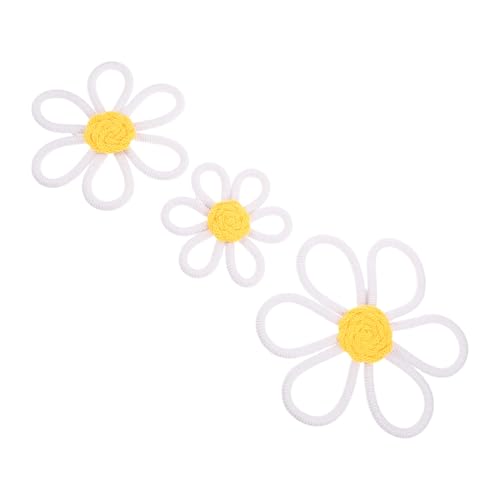 ERINGOGO 3 Stück Teiliges Blumen Wanddekor Boho Daisy Wandkunst aus Baumwollgarn für Mädchenzimmer Schlafzimmer und Kinderzimmer Vielseitige für Dekorative Wandgestaltung von ERINGOGO