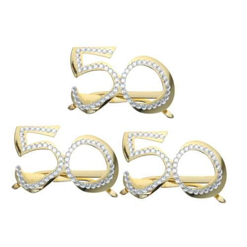 ERINGOGO 3 Stück Teiliges Geburtstagsbrille aus Robustem Material Wiederverwendbar Funkelndes Design für Partydekoration und Jubiläumsfeier Lustige Foto Requisiten für Erwachsene von ERINGOGO