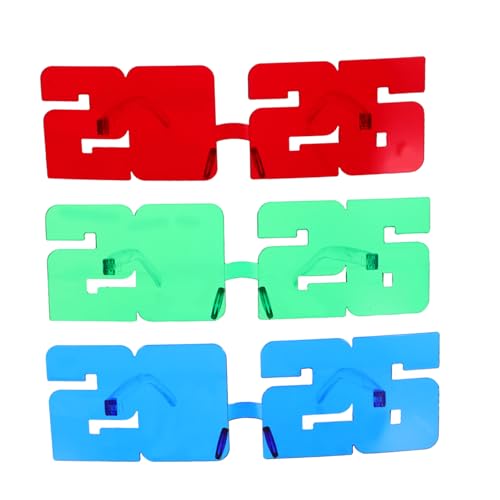 ERINGOGO 3 Stück Teiliges Partybrille Transparent Pc Material Leicht Komfortabel für Silvester Abschlussfeier Karneval Fotorequisite Rote Blaue Grüne Brille von ERINGOGO