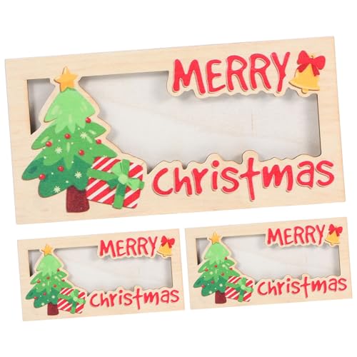 ERINGOGO 3 Stück Weihnachts Geldhalter aus Holz Multifunktional für Bargeld Visitenkarten und Fotos Tragbar und Robust Party und Kreative Weihnachtsgeld Verpackung von ERINGOGO