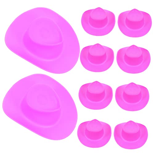 ERINGOGO 30 Stück Mini-cowboyhut Puppenhüte Hut- Kleine Huthüllen Mini-Cowgirl-hüte Für Getränke Mini-Cowgirl-Hut Mini-Hut Partyhut Für Kuchen Kleine Hüte Für Puppen Rosa Plastik von ERINGOGO