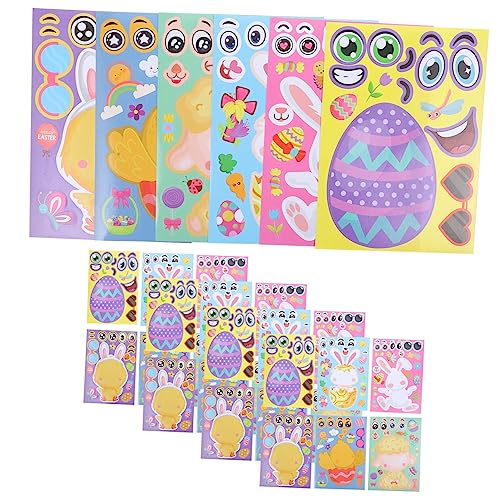 ERINGOGO 30blätter Puzzle Aufkleber Für Junge Mädchen Ostern Dekorative Sticker Mit Hasen Eiern Und Küken Für Kreative Partygestaltung Und Bastelspaß von ERINGOGO